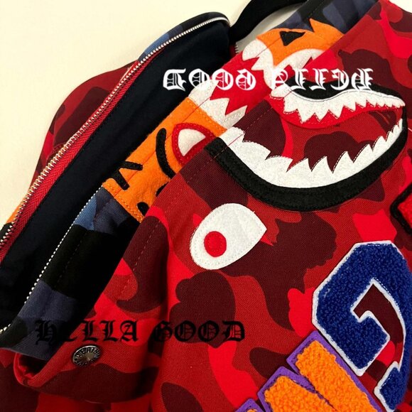 BAPE Shark Full Zip Double Hoodie Red/Blue - Picture 5 of 8